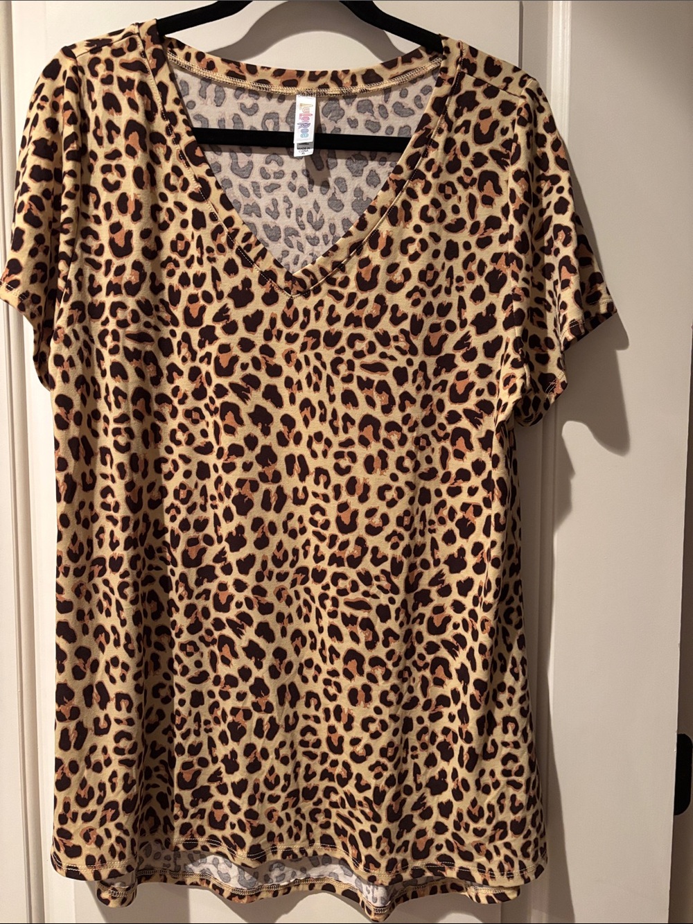 LuLaRoe Leopard Print V-Neck Top - Tan & Brown